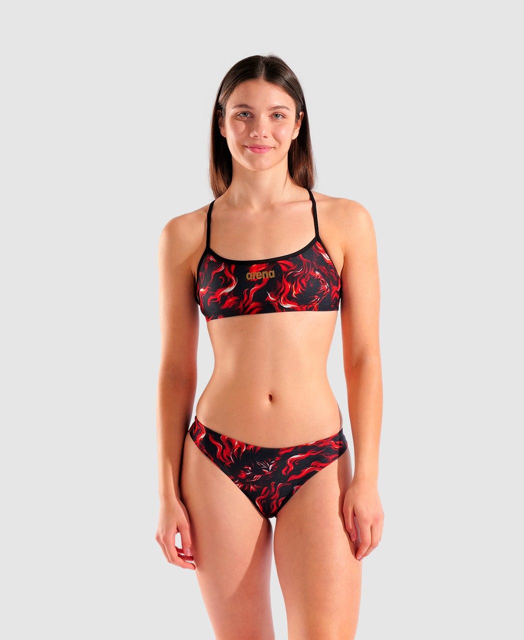 Biquini Indomitus Bandeau arena Preto e Vermelho