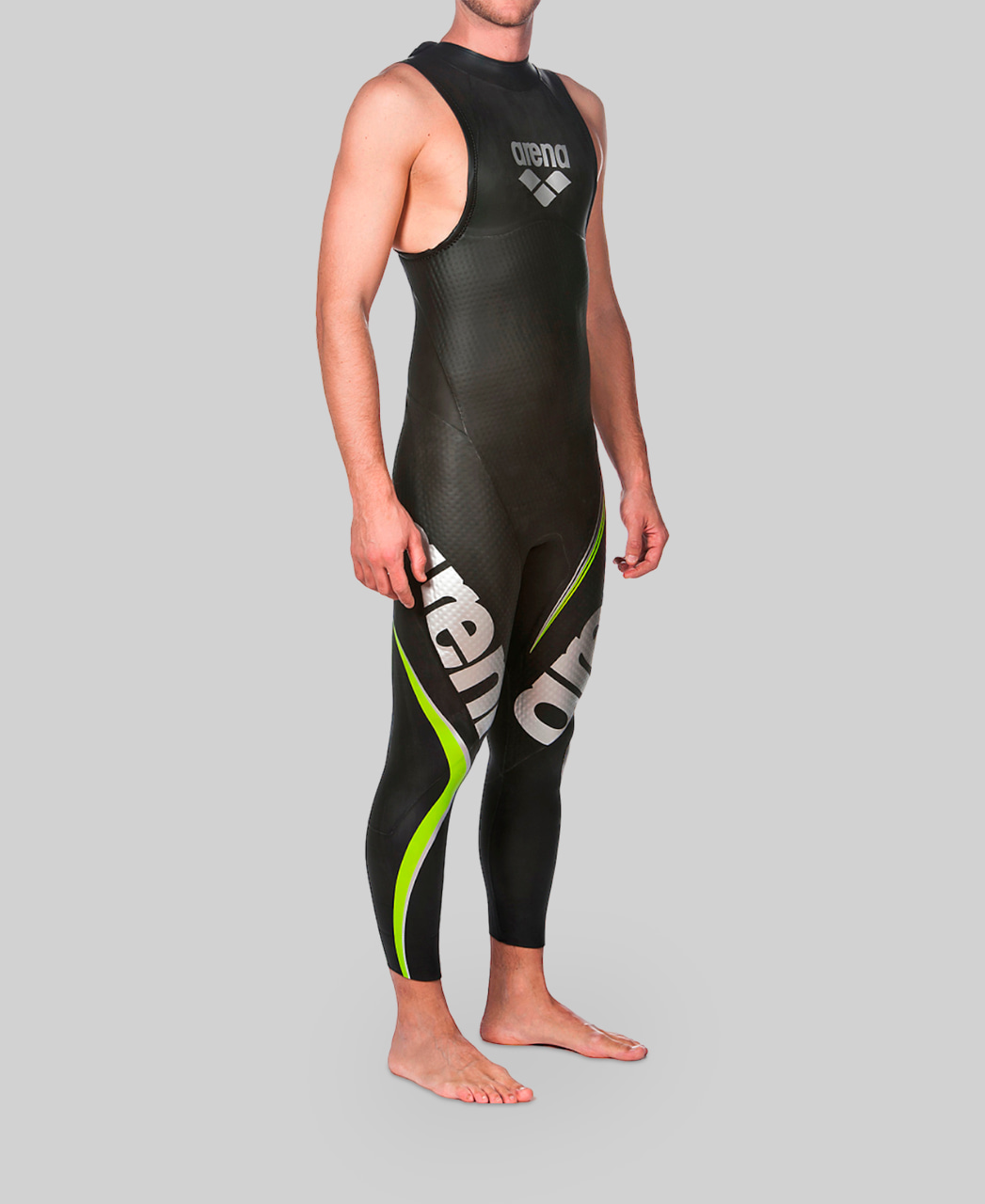 Traje Masculino Triatlon Triwetsuit Carbon sem Manga Arena Preto