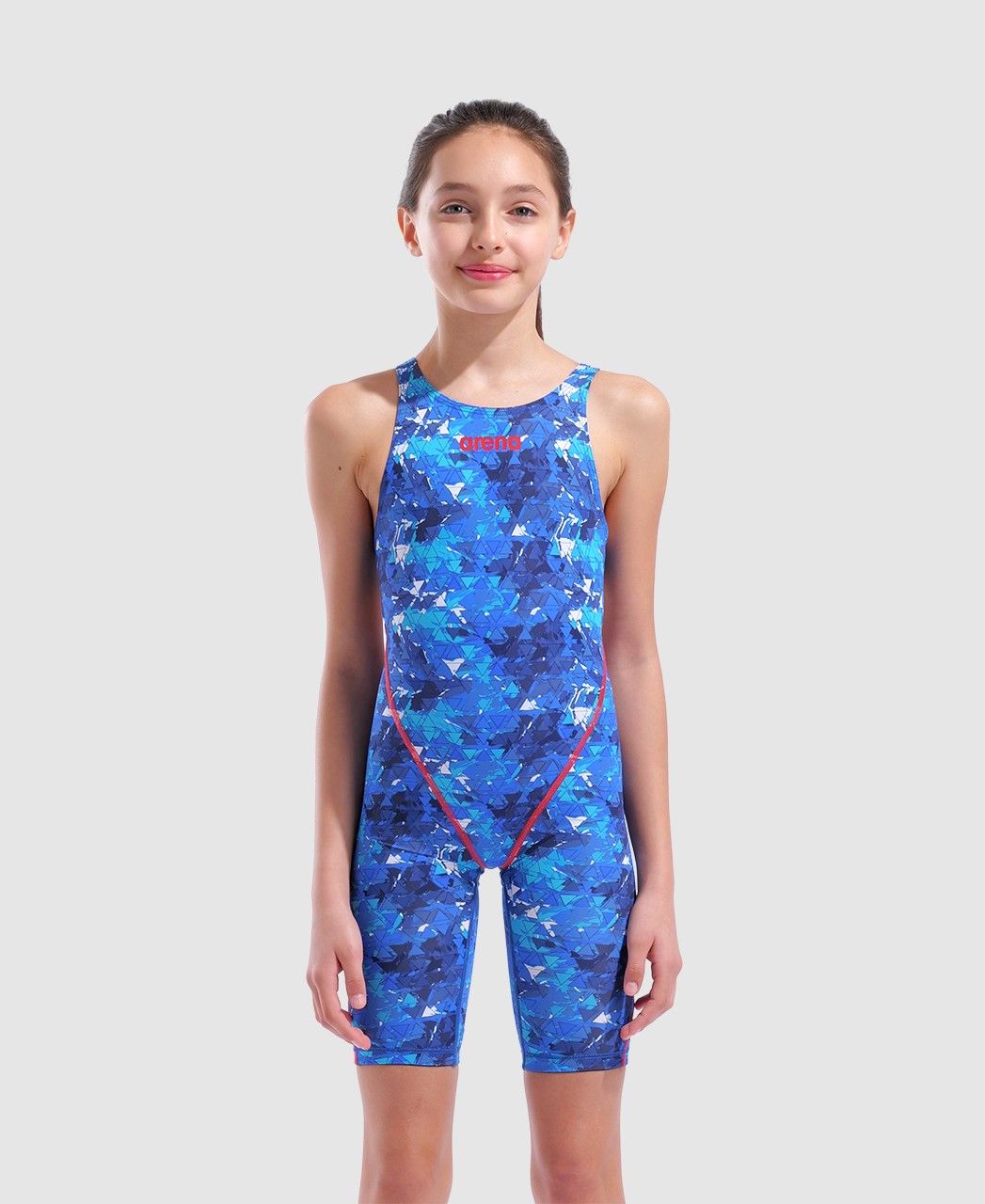 Mai&ocirc; de Nata&ccedil;&atilde;o Infantil Powerskin ST Next Splashy Open Back arena Azul e Vermelho