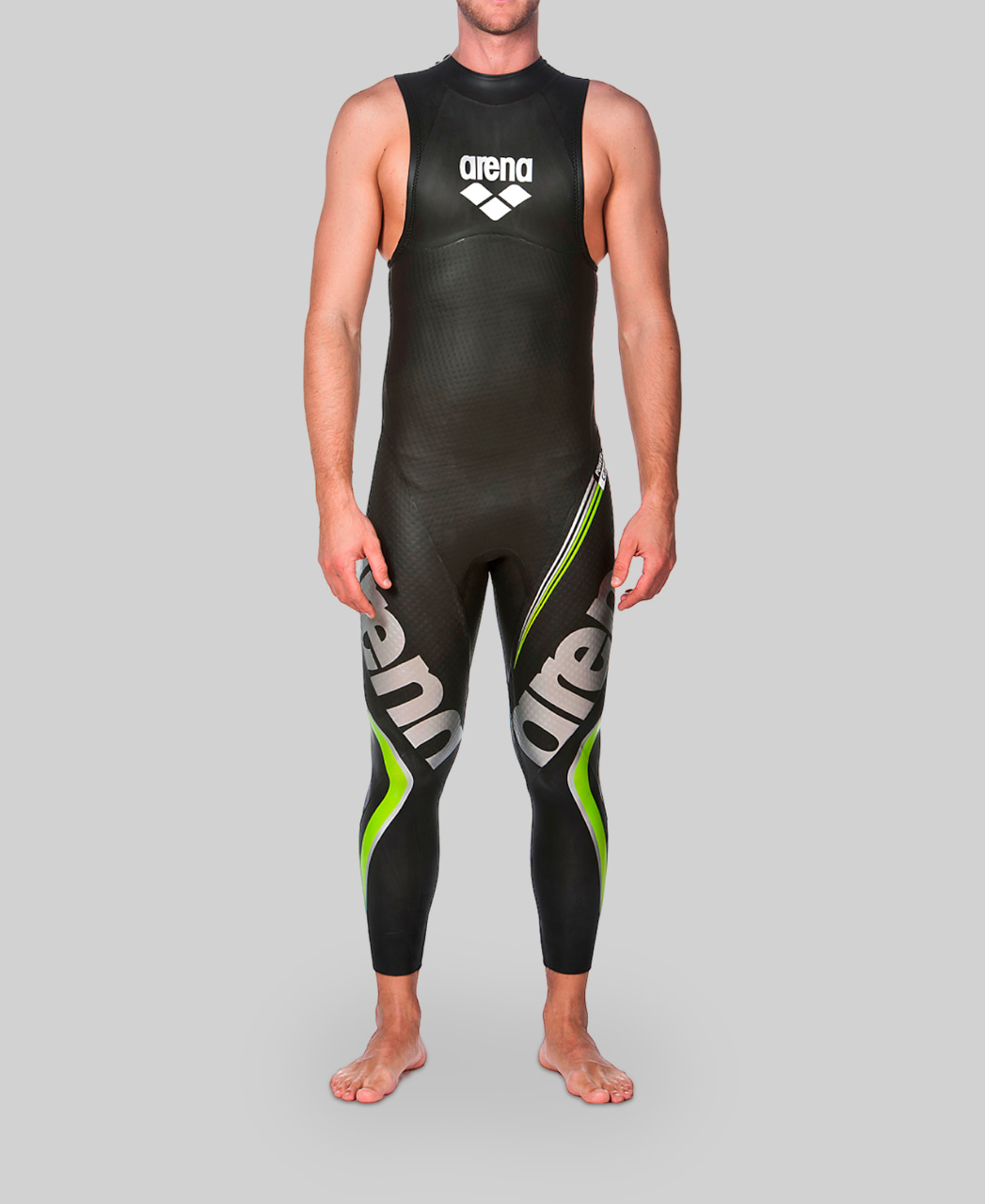 Traje Masculino Triatlon Triwetsuit Carbon sem Manga Arena Preto